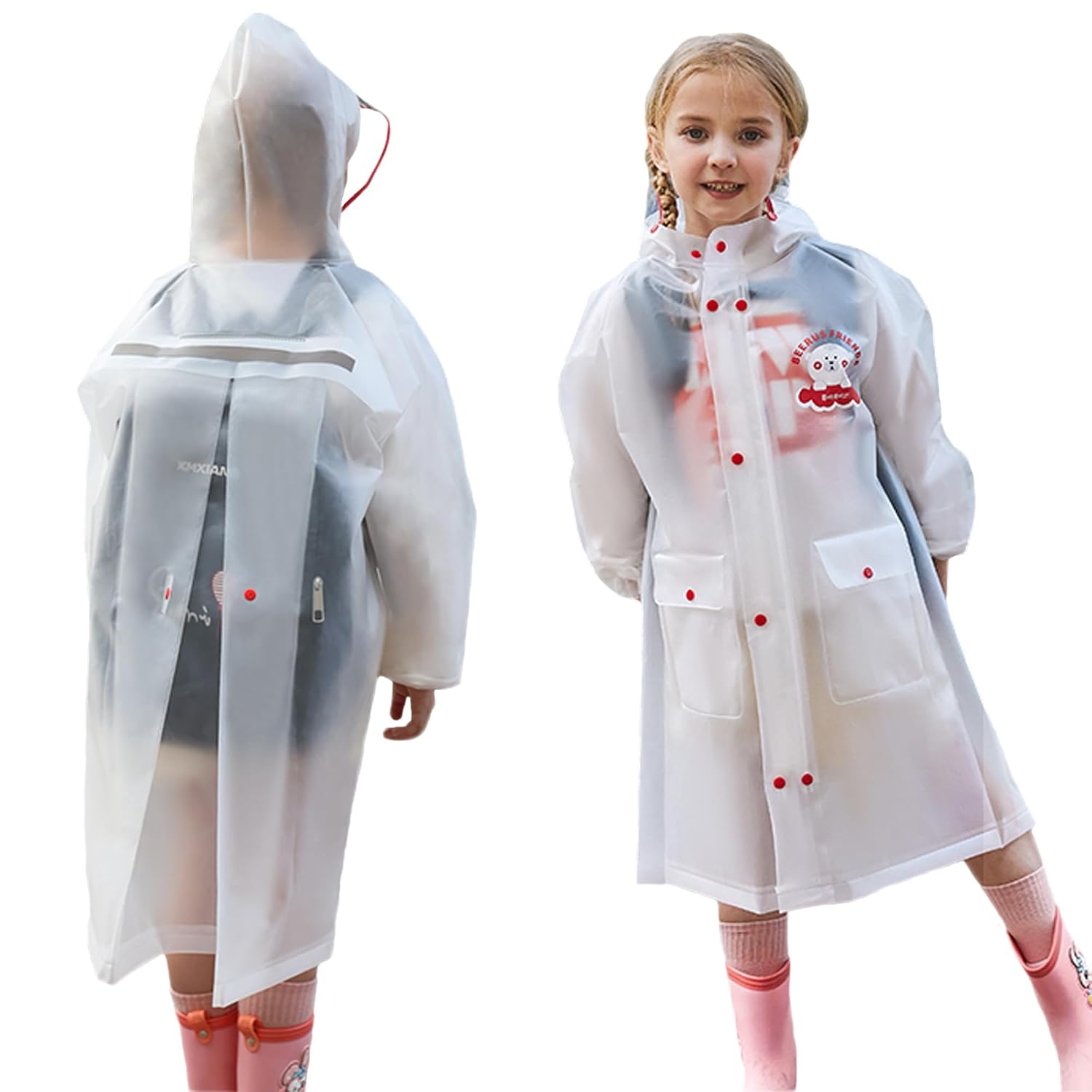 Kids Rain Coat for Girls Boys Raincoat Lightweight Waterpoof Kids Rain Jacket Toddler Rain Wear L Size
