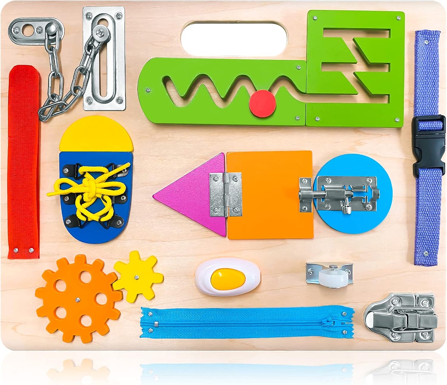 Montessori Busy Board for Toddlers, Wooden Sensory Toys, Preschool Learning Activities for Fine Motor Skills Travel Toy, Basic Life Skills Educational Gifts for 1 2 3 Years Old Kids Boys Girls | Preschool Learning Activities, Basic Life Skills, Fine Motor Skills, Educational Birthday Gifts for Kids Ages 1 2 3 4