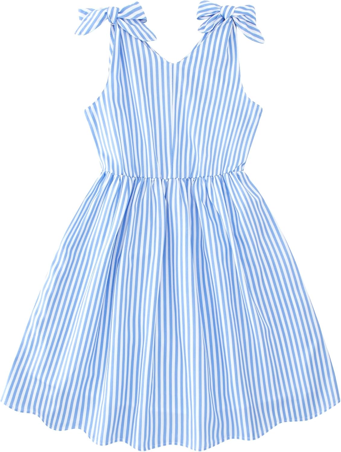 Enlifety 3-10T Girls Dresses Sleeveless V Neck Summer Sundress | Soft breathable polyester fabric tie shoulder straps V neck A line fit for school birthday party beach and casual wear