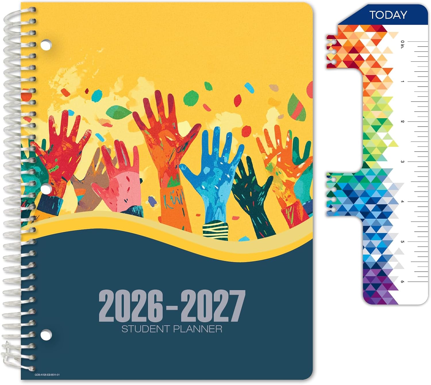 Global Datebooks 2026-2027 Elementary Student Planner 8.5″ x 11″ – Dated Weekly & Monthly Academic Planner with Ruler/Bookmark & Stickers, Ideal for Homework, Block Style, Teamwork
