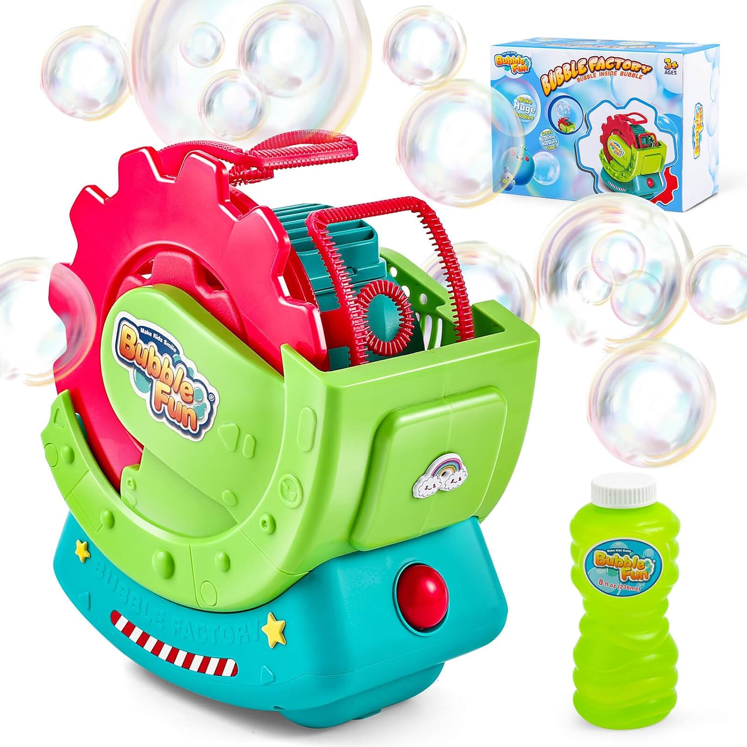 Bubble Machine for Toddlers Kids & Pets with 8oz Safe Solution | Extra Large & Bubbles in Bubble Maker, Children & Pets Dog Toys Gift, Indoor/Outdoor Birthday Wedding Party Bubble Blower