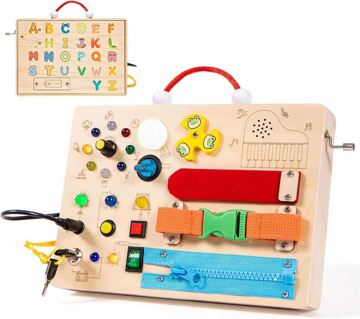 Montessori Busy Board Sensory Toys with LED Light for Toddlers,Gift | Educational Learning Busy Board, 1 2 3 Toddlers Activity Travel Toy,Kids Birthday Gift, Ideal for Kids with Autis