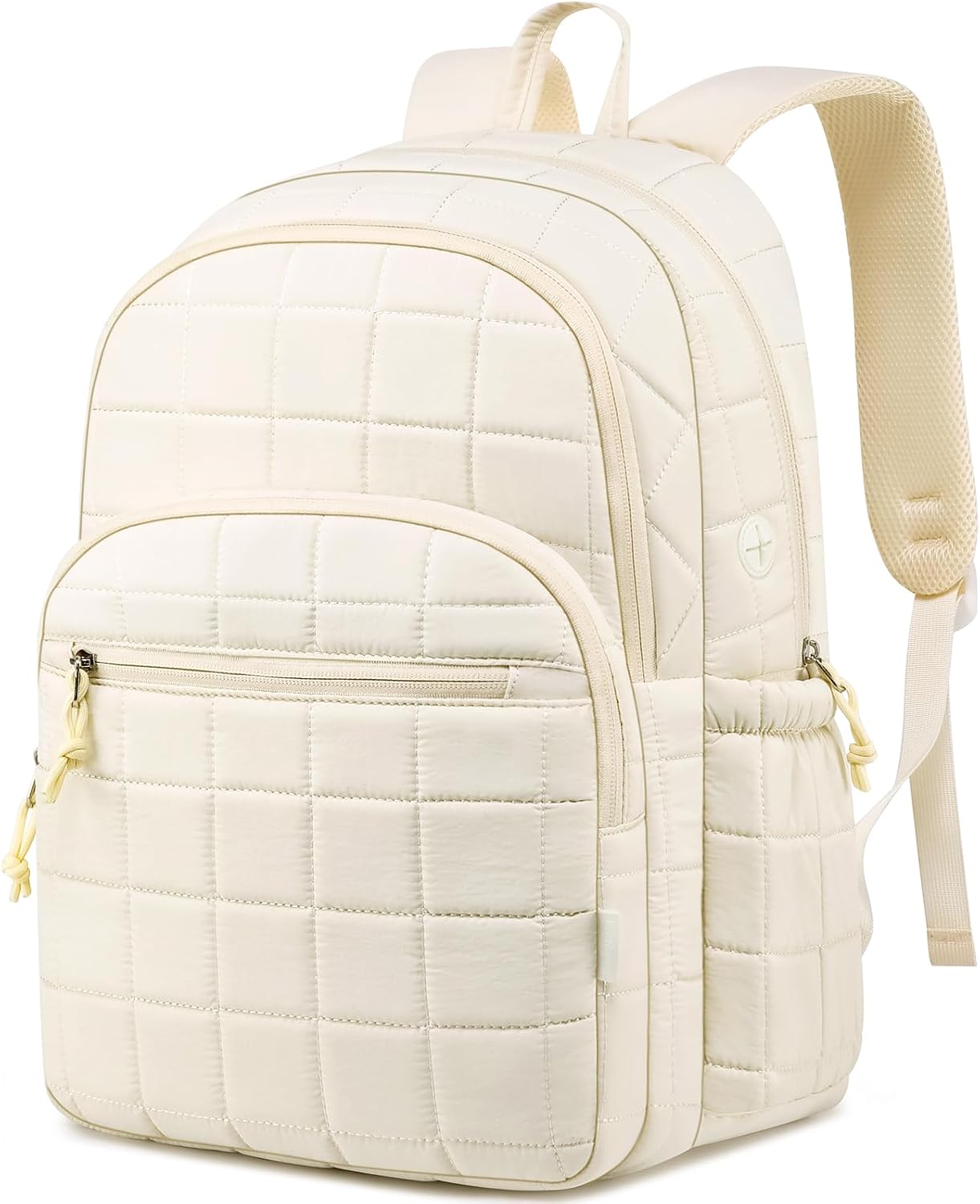 kadilong Laptop Backpack for Women College Travel,Quilted Daypack Bookbag for School Teen Girls Mochilas Mujer,Beige