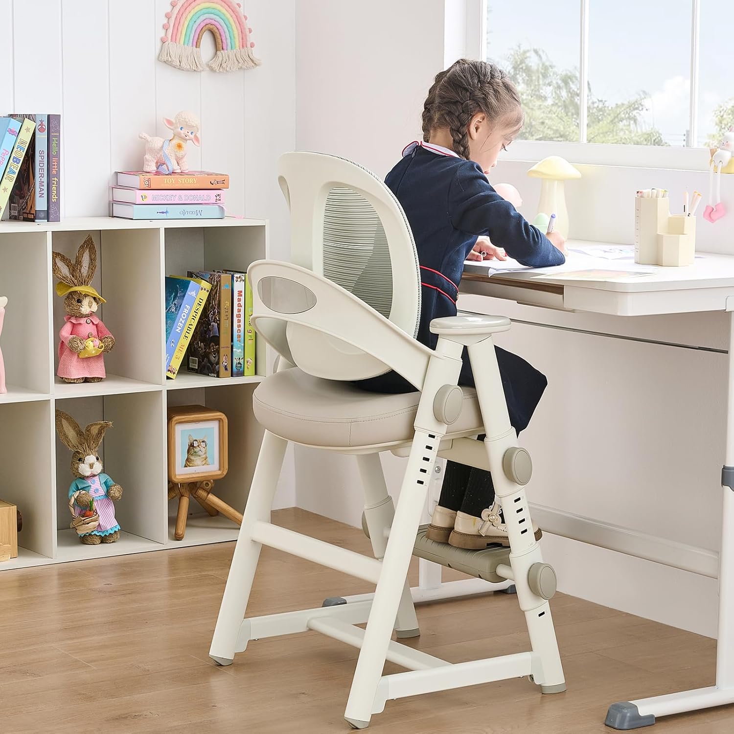 Ergonomic Kids’ Study Chair, Height Adjustable Kids Desk Chair for Boys Girls,Comfortable for Teenagers Playing, Drawing, Ideal Gift for Children,Students（Grey）