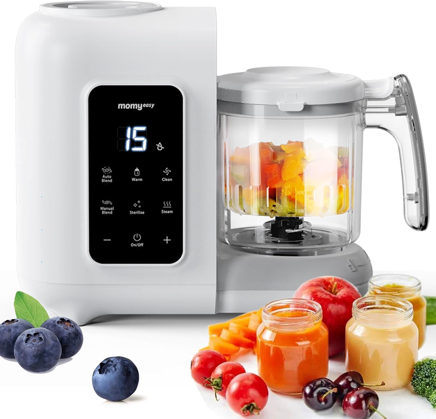 MOMYEASY Baby Food Maker, Baby Food Processor with Steam & Grinding | Auto Cooking Self-Cleaning, 5 in 1 Baby Food Steamer and Puree Blender, Healthy Homemade Baby Puree, BPA-Free
