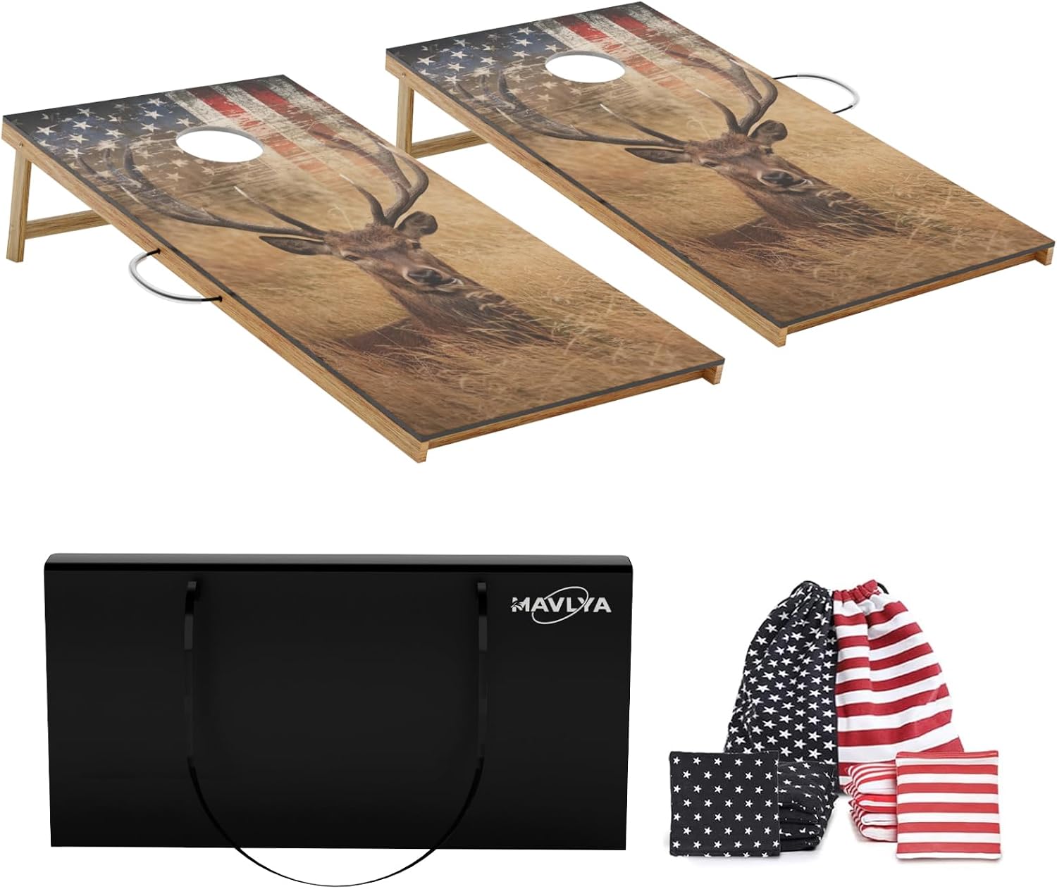 Regulation Size Cornhole Boards Set 2×4 FT with 8 Bean Bags, Portable Cornhole Set with Carrying Case,Corn Hole Games for Adults