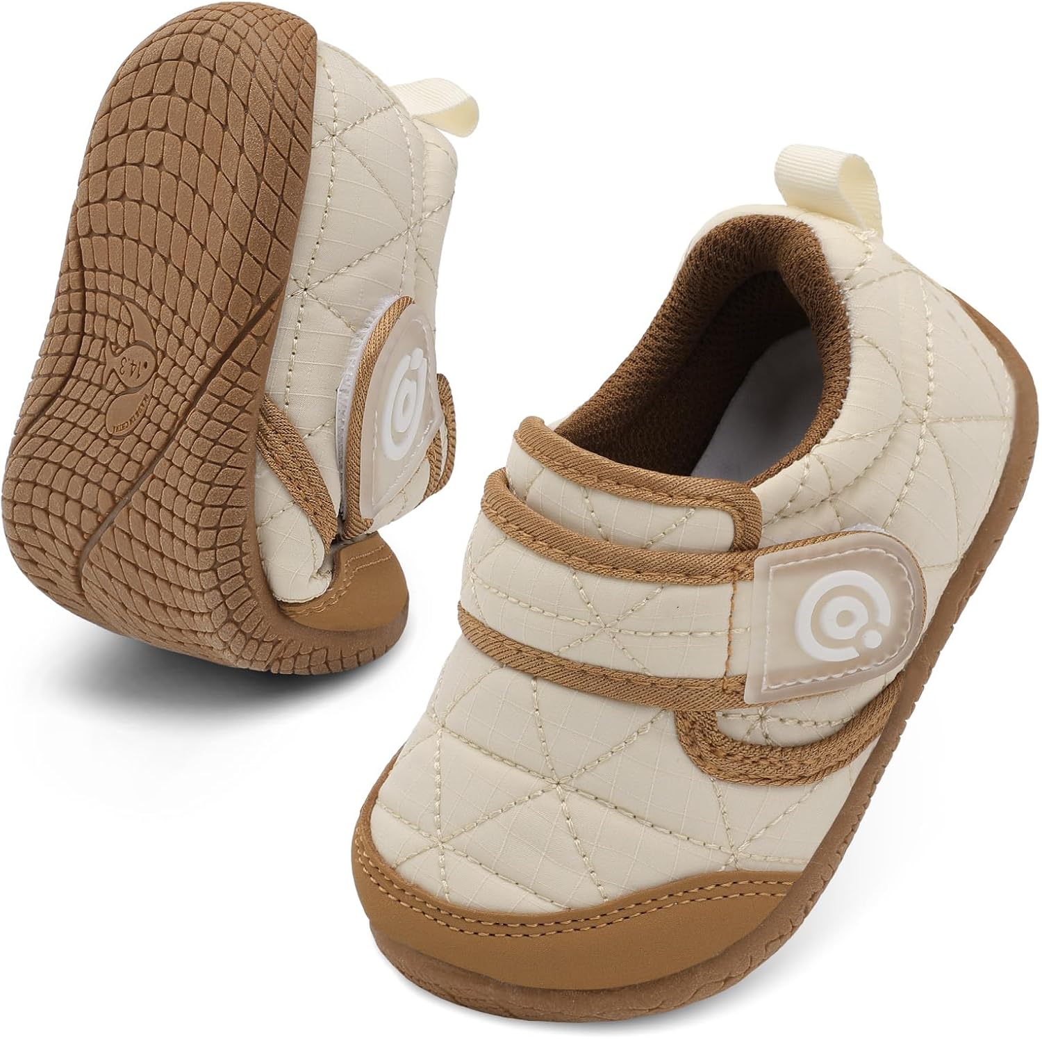 QFH Toddler Shoes Boys Girls Lightweight Sneakers Barefoot Wide Shoe Water-Resistant Hook & Loop Flexible Casual Walking Shoes