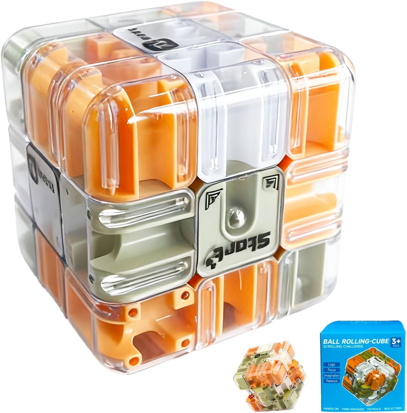 3D Maze Cube Ball Labyrinth Puzzle Brain Teaser for Adults & Kids, Educational Learning Toys Logical Thinking, Family Board Games Tabletop, Durable Puzzle Cube Easter Basket Stuffers Birthday Gift
