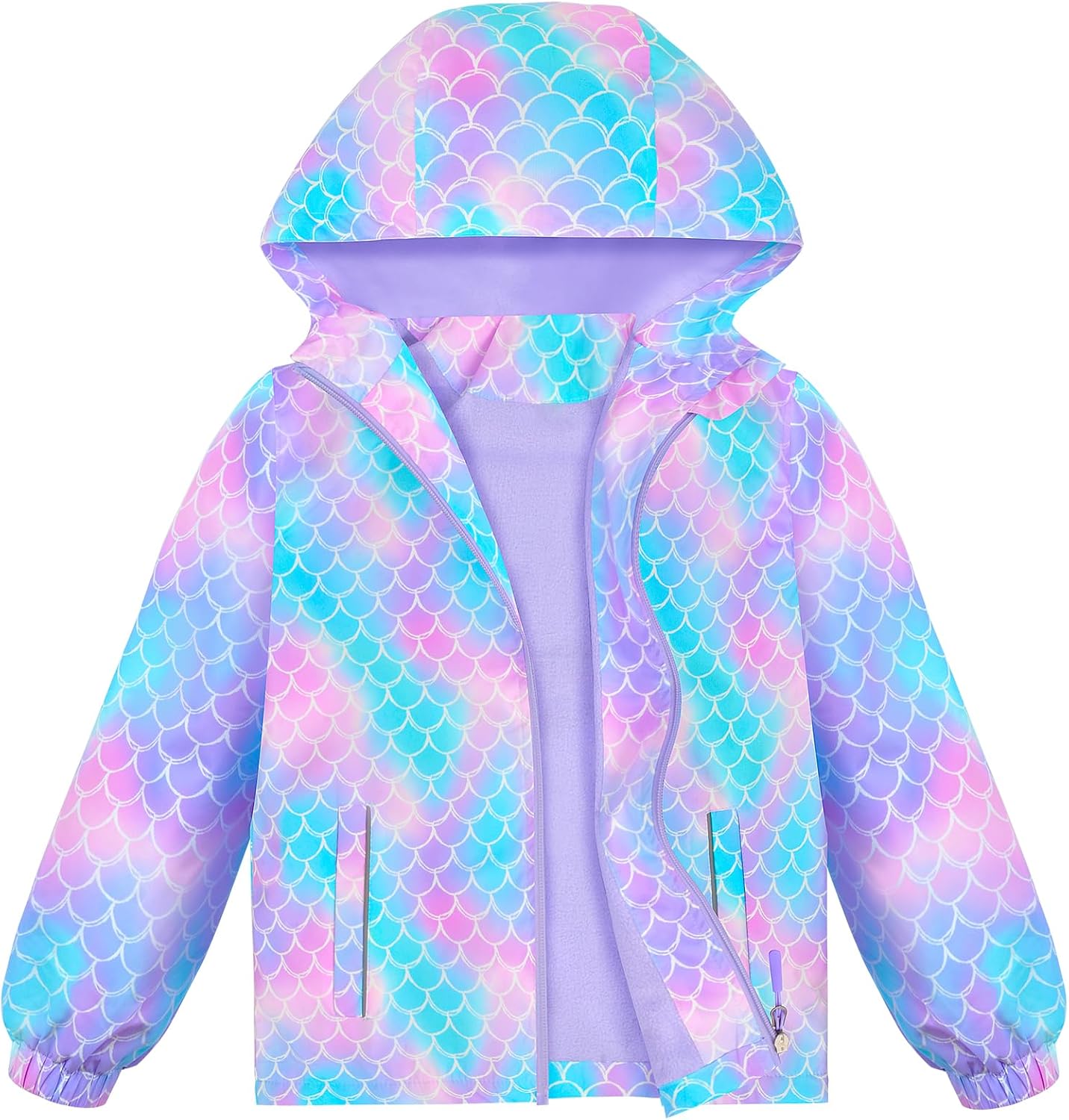 OlyPegic Girls Rain Jacket Waterproof Hooded Fleece Lined Lightweight Windbreaker Kids Windproof Jackets Raincoats Kids