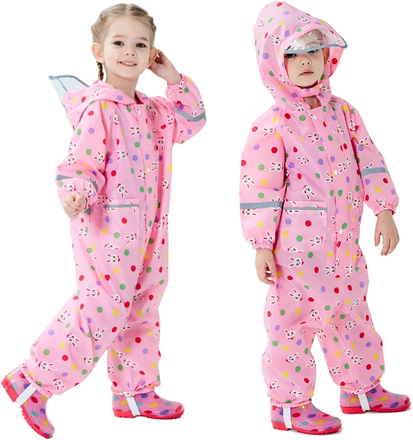 Boys Girls Toddler Rainsuit Kids Waterproof Coverall One Piece Rain Suit