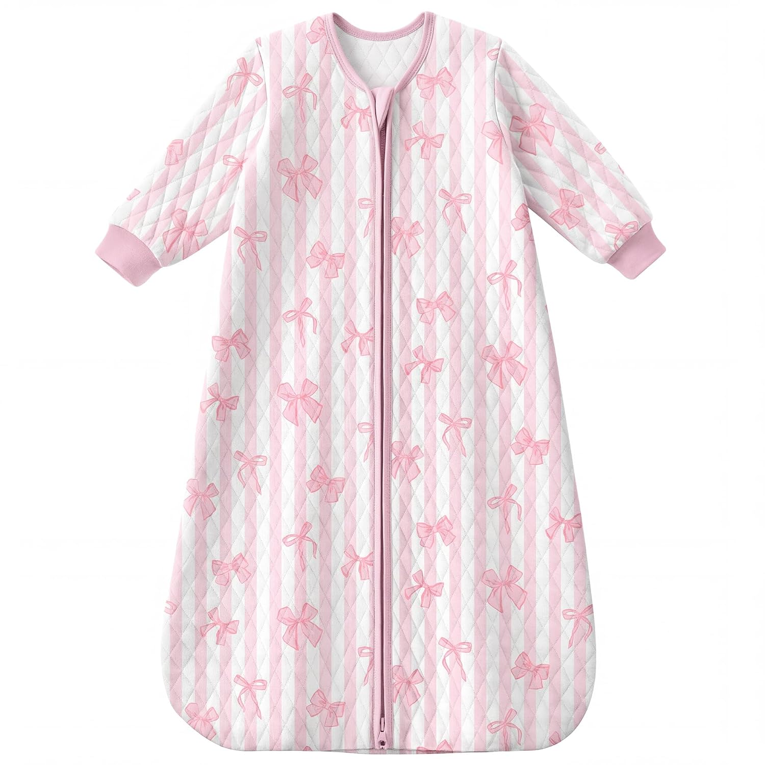 Yoofoss Baby Sleep Sack 6-12 Months 1.0 Tog Long Sleeve Sleep Sack Organic Cotton Wearable Blanket for Infants 2-Way Zipper Quilted Sleeping Sacks(Medium)