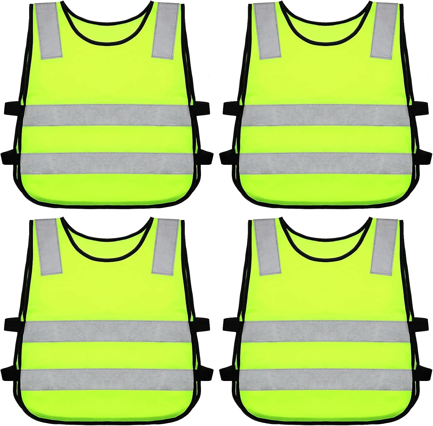 4 Pack Children High Visibility Vest Neon Safety Reflective Vest,Yellow | Children’s Neon Construction Vest, Toddler Sleeveless Safety Reflective Vest for Walking Cycling Running Camping Ski