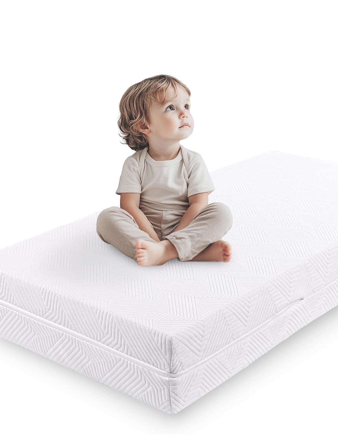 Babelio Ergonomic Zoning Crib Mattress, Memory Foam Toddler Mattress | Dual-Sided, 6″ Thick, Removable & Machine Washable Cover, Waterproof Inner Liner, Fits Standard Baby Crib 52″ x 27.5″