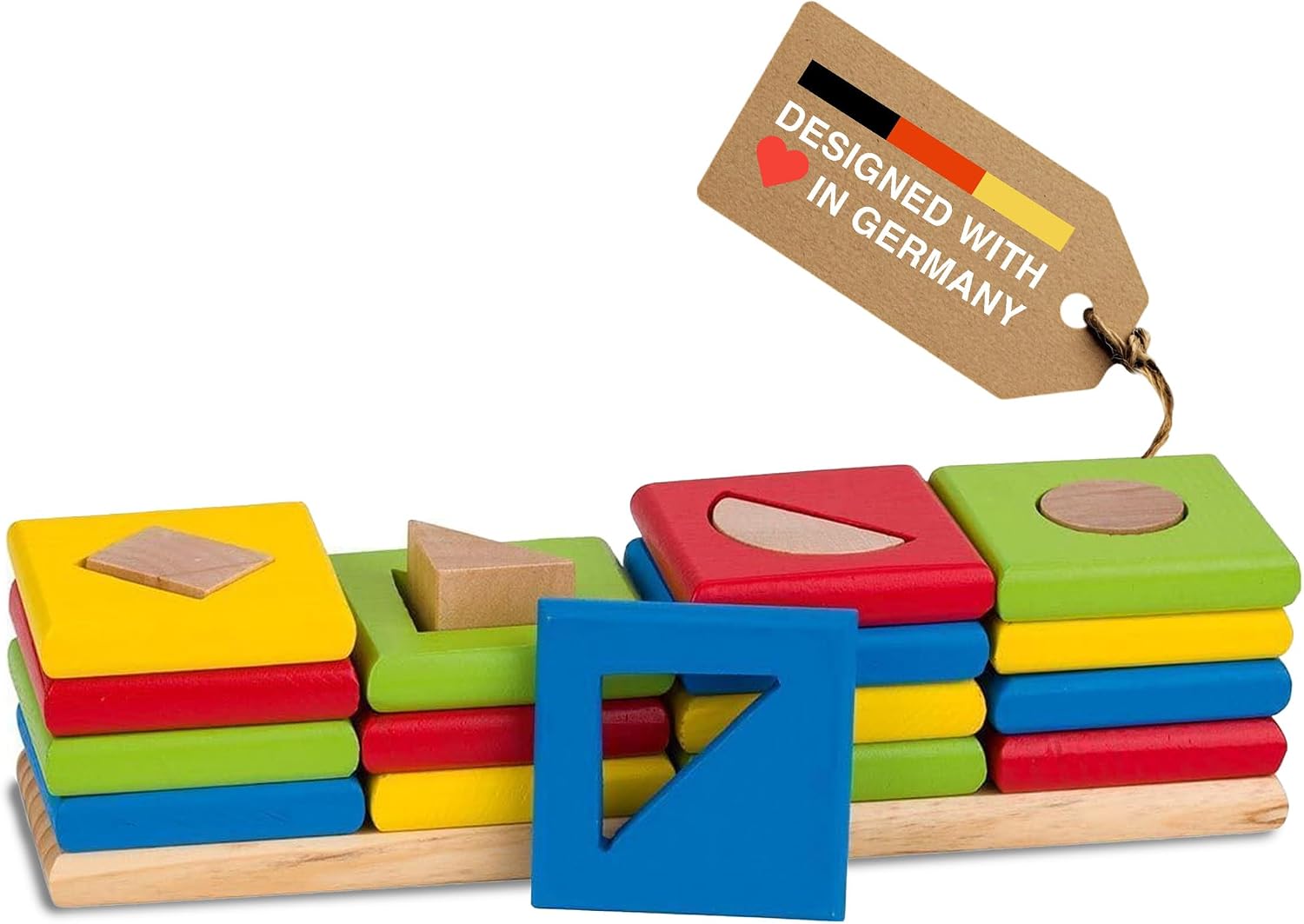 Goki Wooden Sorting & Stacking Toys – Montessori Toys for 2 Year Old Boy & Girl – Educational Color Recognition Shape Sorter for Toddlers – Gift for 2 Year Olds – Designed with Love in Germany