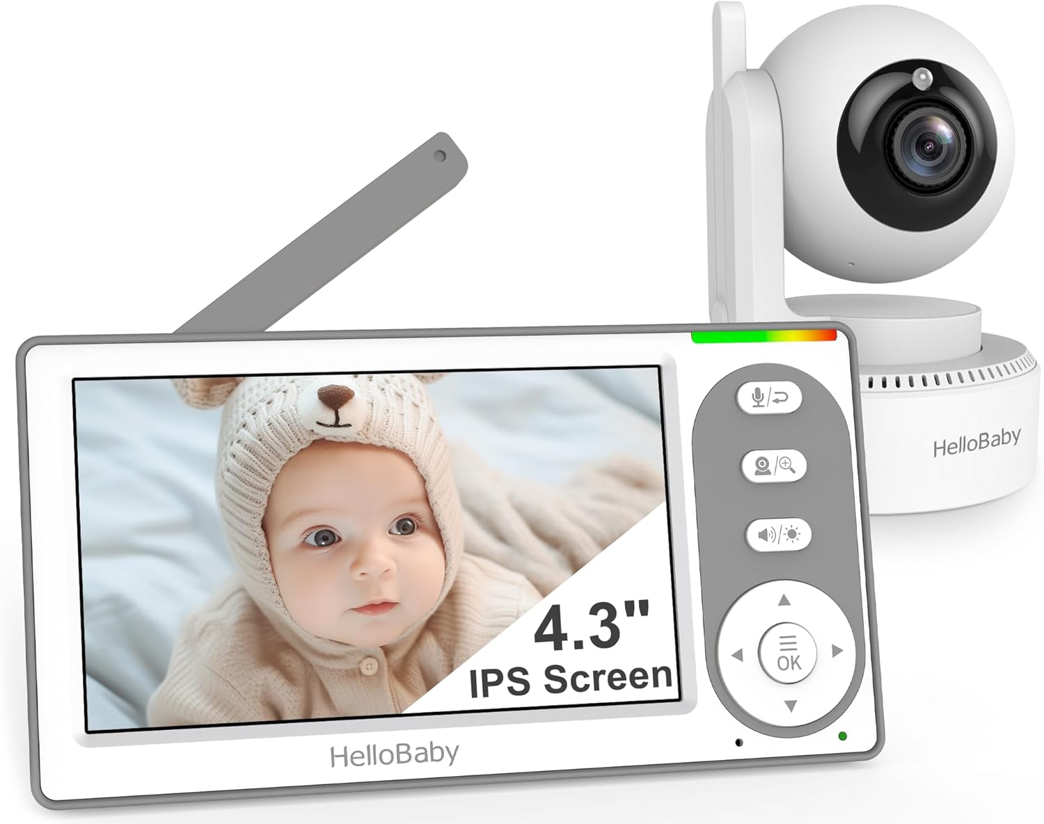 HelloBaby 4.3” Video Baby Monitor with 30 Hours Battery, Remote Pan-Tilt-Zoom Baby Monitor No WiFi, Baby Monitor with Camera and Audio, Night Vision, ECO Mode, Two-way Talk, 8 Lullabies, 1000ft Range | Remote Pan-Tilt-Zoom, Baby Monitor with Camera and Audio, Night Vision, ECO Mode, Two-way Talk, 8 Lullabies, 1000ft Range