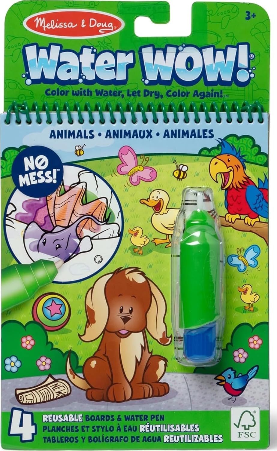 Melissa & Doug On the Go Water Wow! Mess Free Coloring Book, Reusable Water-Reveal Activity Pad, Animals, Travel Toys, Party Favors, For Toddlers & Kids Ages 3+ – FSC Certified