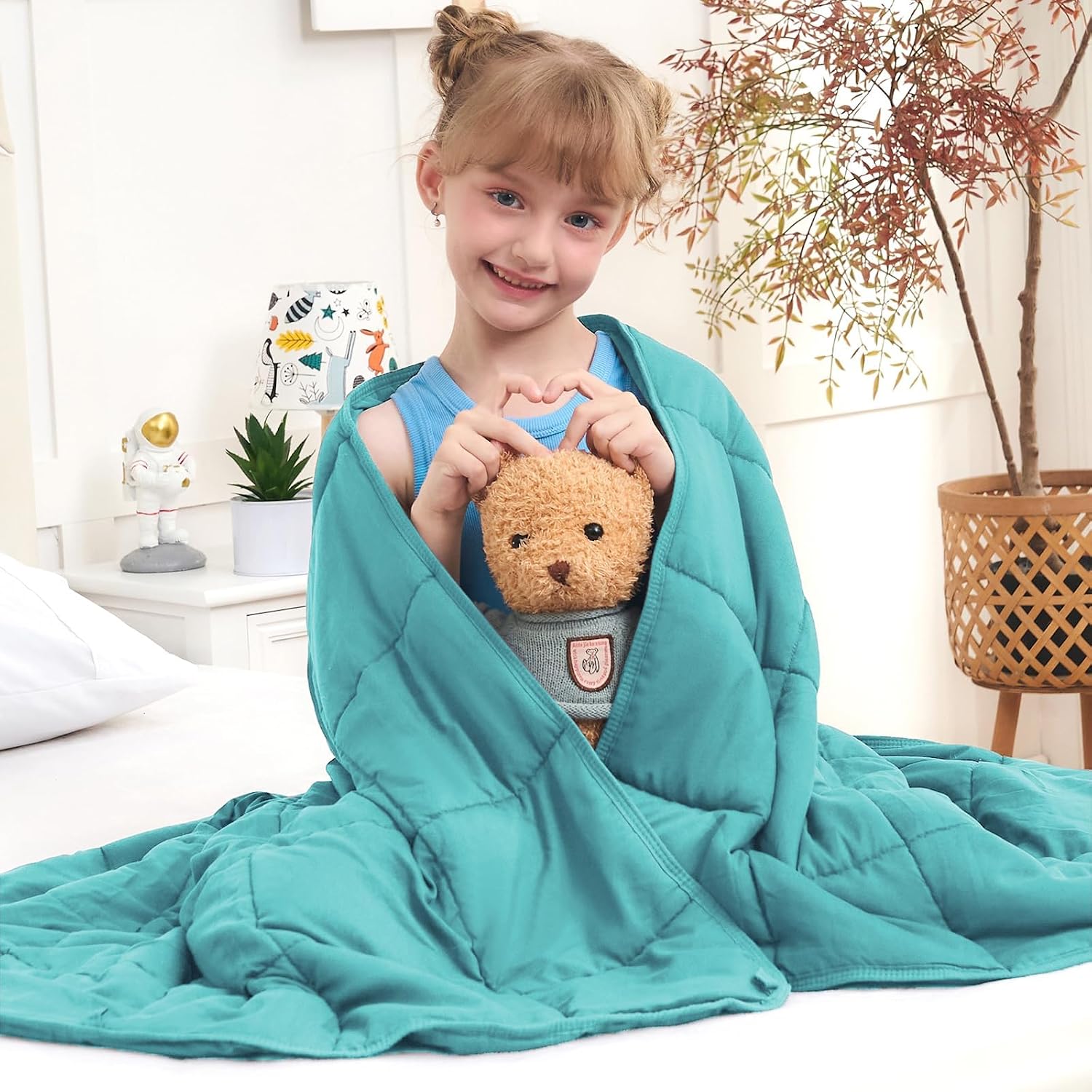 Weighted Blanket 10lbs, 40″x60″, Twin Size Cooling Heavy Throw Blanket for 80-120lbs, Microfiber Soft Big Blankets Weighted Comforter, Teal