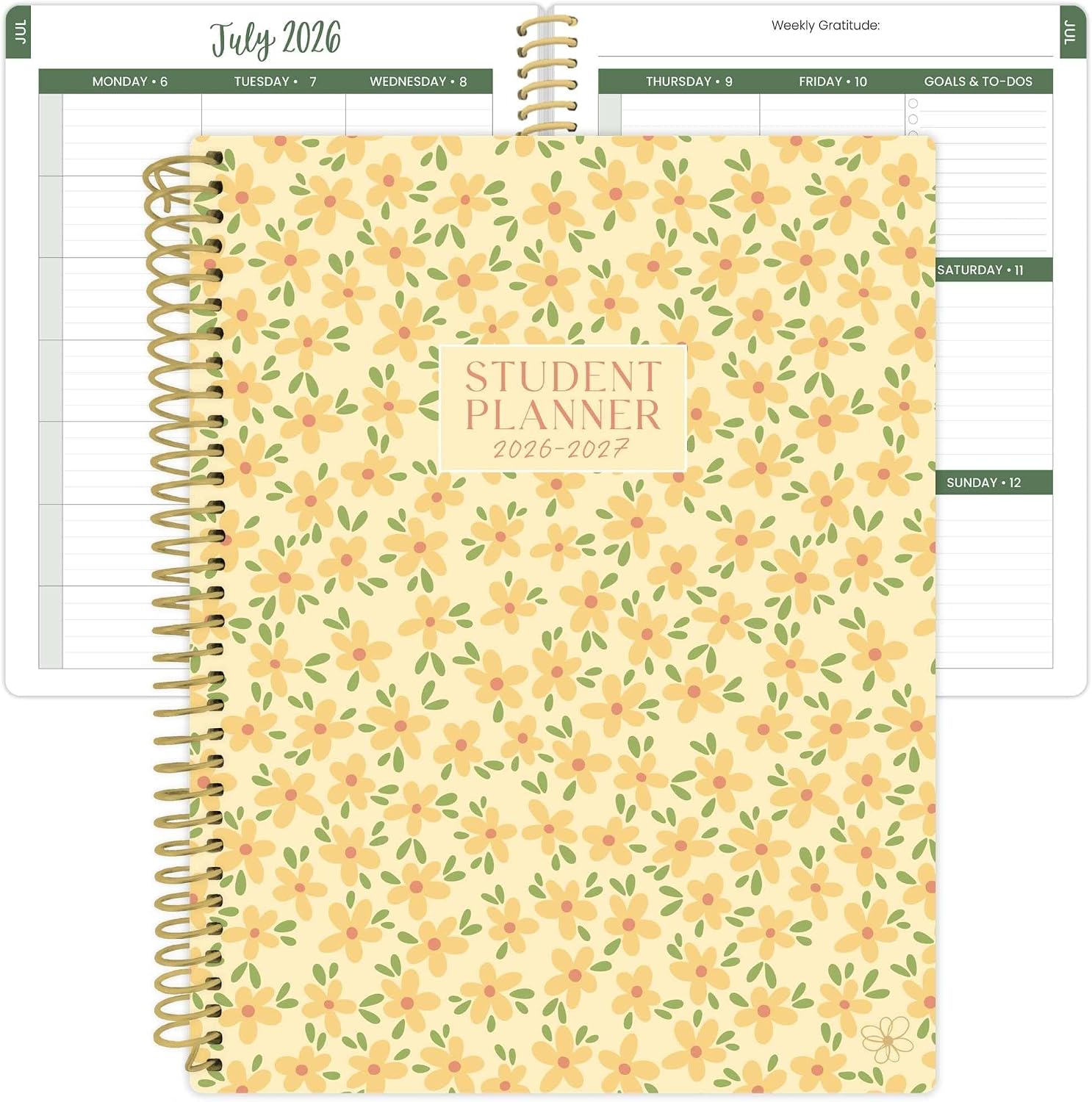 Daisy by bloom daily planners 2026-2027 Academic Year Student Planner (July 2026 – July 2027) – Elementary Through Middle School Calendar Agenda Book – 7” x 9″ – Butter Yellow Daisies