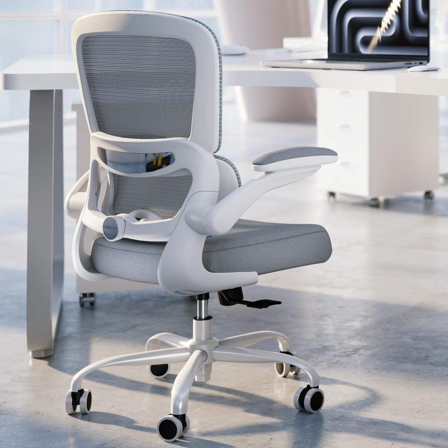 TRALT Office Chair – Ergonomic Desk Chair with Adjustable Lumbar Support, Mesh Computer Chair, Executive Chair for Home Office Comfortable Lumbar Support (1, White)