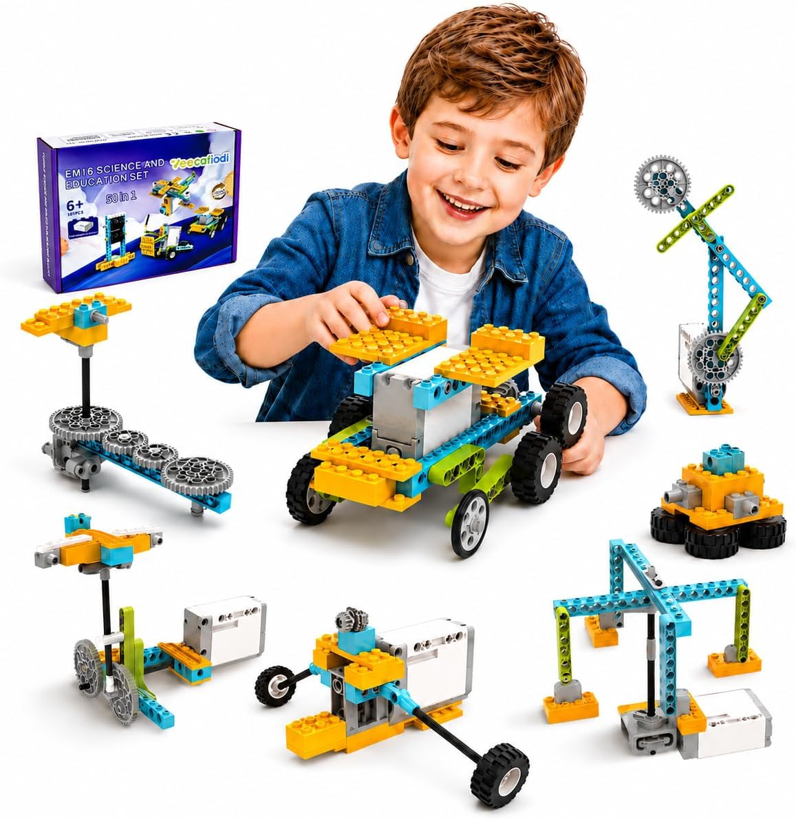 Veecafiodi Science Kits for Kids Age 8-12, 50 in 1 STEM Toys for Kids 6-12, Motorized Building Toy for Boys Girls, Educational Engineering Set, Birthday Gift