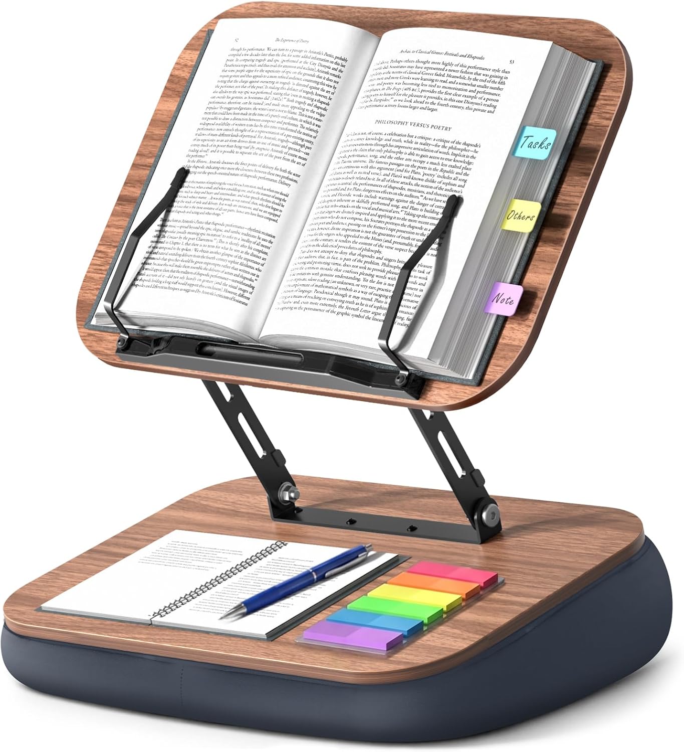 Lap Bean Bag Book Holders for Reading Hands Free, Adjustable Book Stand | Hands-Free Reading Pillow Stands with Page Clips, Book Holder Rest for Bed Desk Couch, Recipe Kitchen Readers Lovers Gifts