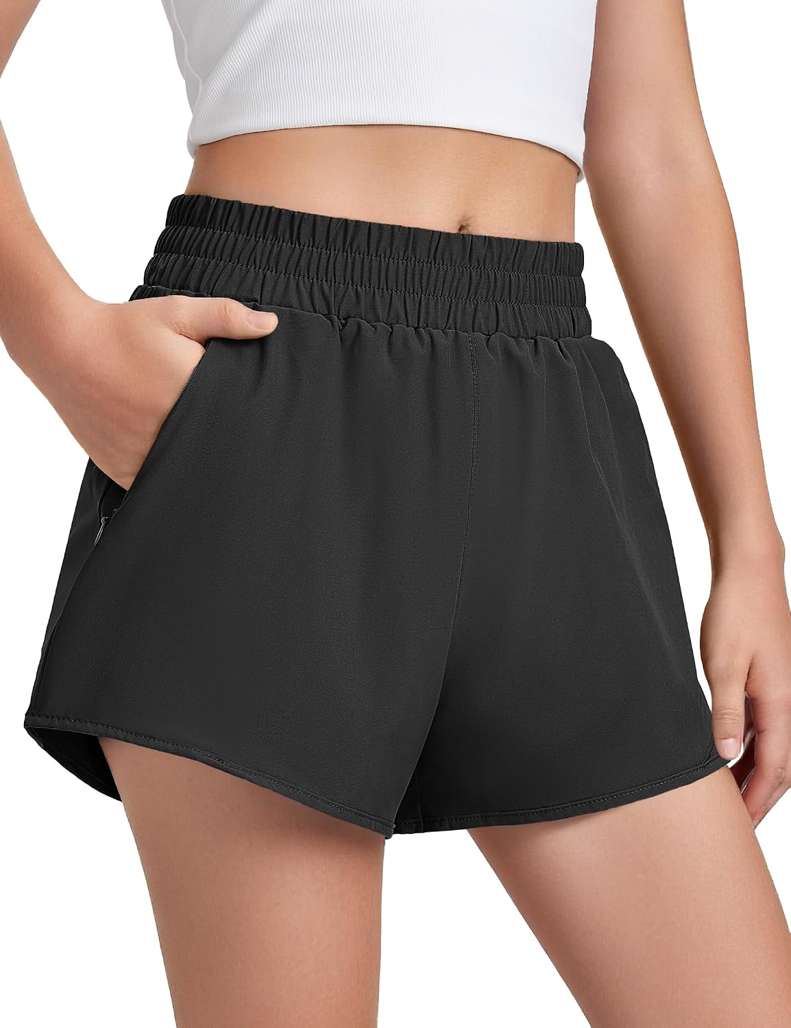 Somaibo Girls Athletic Shorts with Liner Quick Dry Running Soccer Shorts with Zip Pockets for Kids Active Sports Volleyball | Zip Pockets Quick Dry Kids Active Sports Shorts for Girls Soccer Teens Clothes Gymnastics
