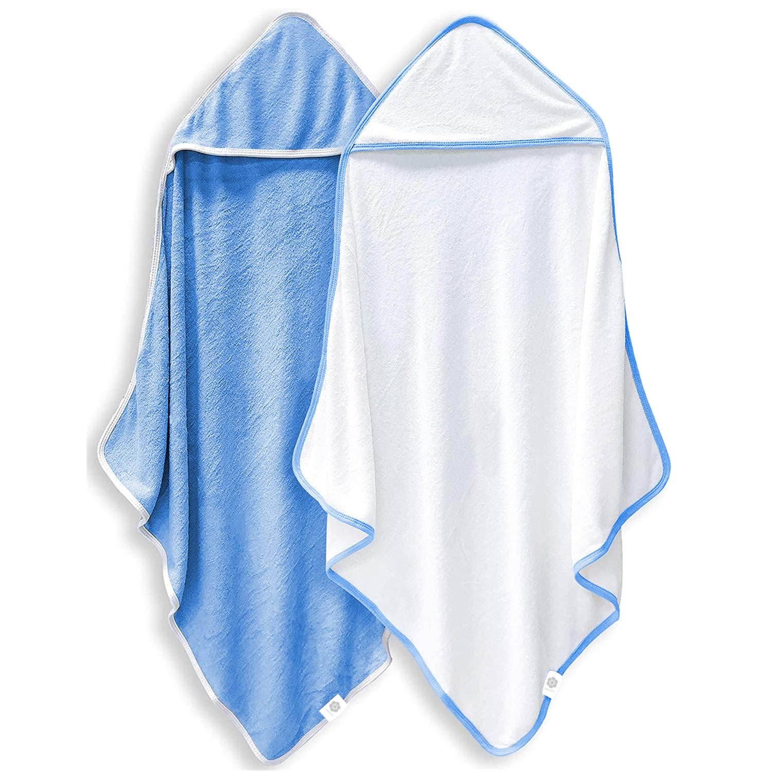 2 Pack Baby Bath Towel – Rayon Made from Bamboo, Ultra Soft Hooded Towels for Babies,Toddler,Infant – Newborn Essential -Perfect Baby Registry Gifts for Boy Girl (White and Navy Blue, 30 x 30 Inch)