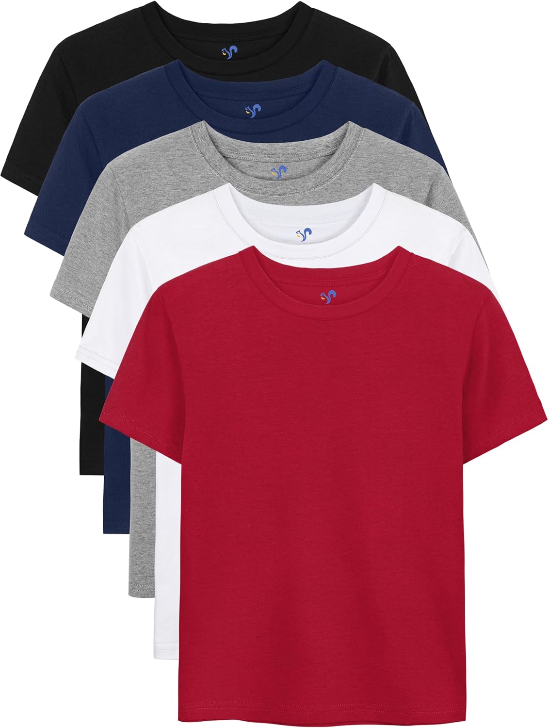 5 Pack Boys Shirts Short Sleeve T-Shirts Cotton Tshirts Toddler Clothes | Classic Fit Tees for 2T-18Y, Soft Breathable Tops, Mix & Match Clothes for School, Play, Daily Wear, Long-lasting & Easy Care