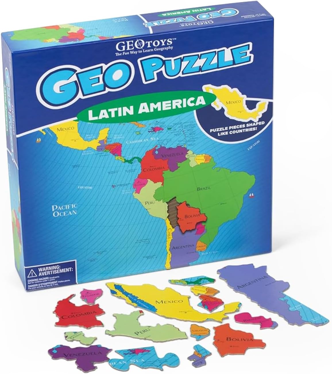 GeoPuzzle Latin America Jigsaw Puzzles,50 Pc Puzzle for Kids Ages 6 and Up | Educational Geography Game for Families, Kids Learning Activities, Fun Interactive Country Puzzle for Home, School or Travel