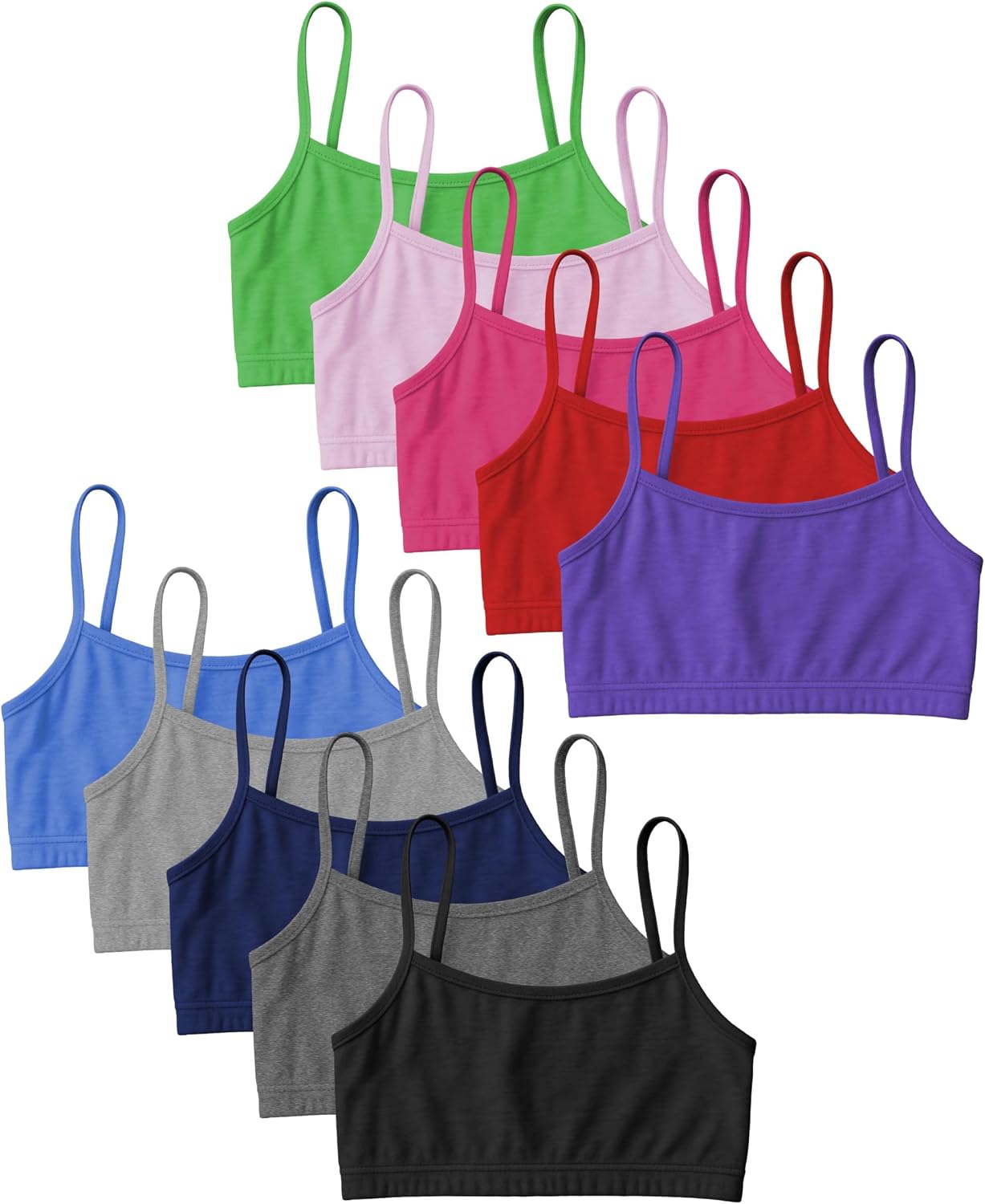 Andrew Scott Girls Cotton Stretch Cropped Cami Training Bra | Starter Sports Bra | Girls Bralettes | Multi Packs & Colors
