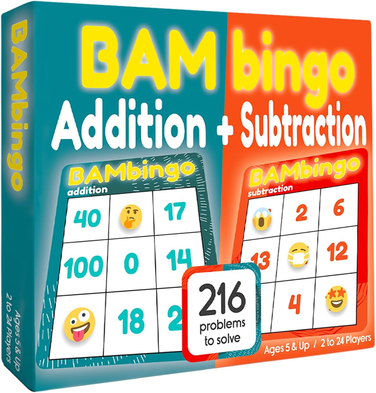 THE BAMBINO TREE Addition and Subtraction Facts Bingo Game – 1st 2nd & 3rd Grade Educational Math Learning for Classroom & Homeschool