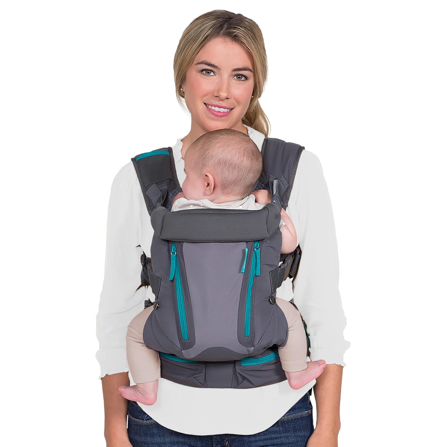 Infantino Carry On Baby Carrier Ergonomic Multi-Pocket 8-40 lbs, Gray