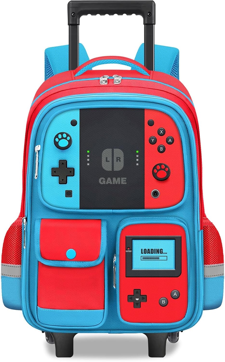TILYTADLY Kids Rolling Backpack for Boys – Gamer Boys Rolling Backpack with Wheels, Wheeled Travel Bookbag for Elementary Middle School, Lightweight Roller School Bag