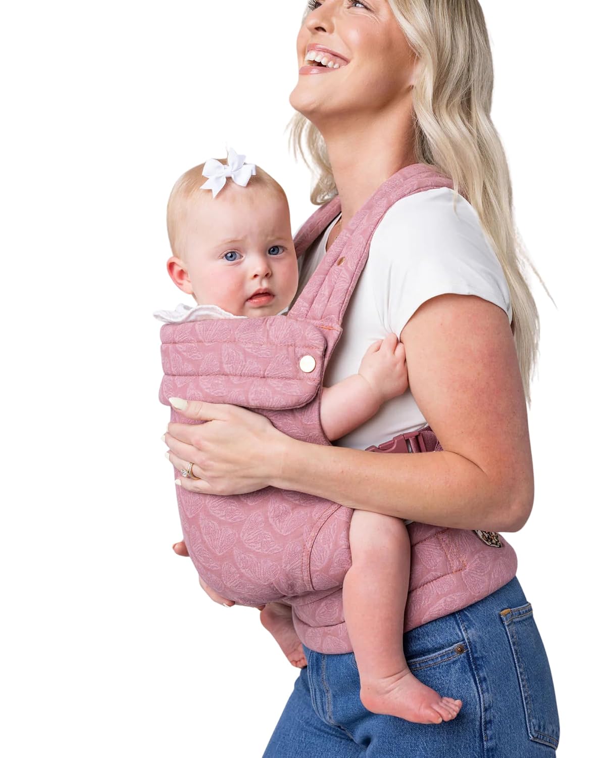 Mabē Monarch Ergonomic Baby Carrier – Premium Cotton Soft Structured Newborn to Toddler Carrier with Hip-Healthy Design, 3 Carry Positions (9-46 lbs), Lightweight & Breathable,(Mauve Wings)