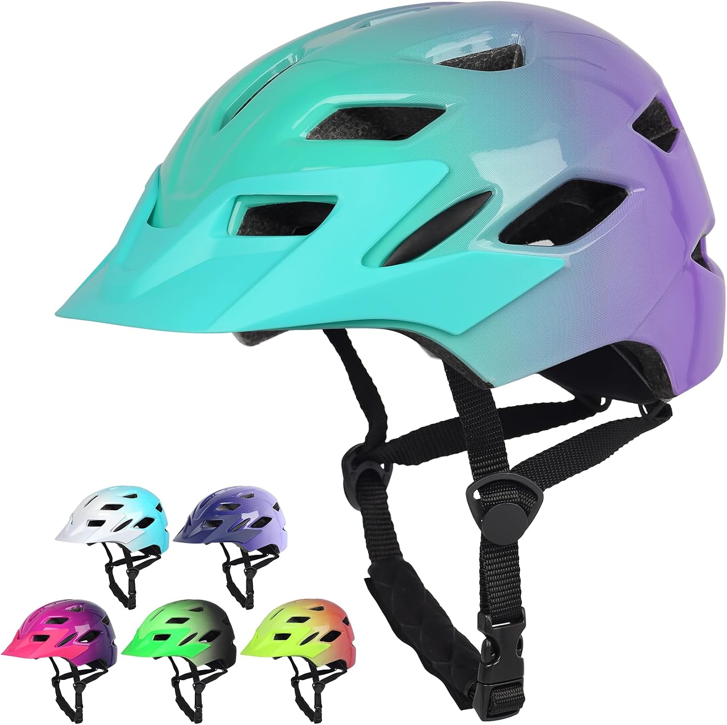 Kids Bike Helmet with LED Light for Youth Teen Toddler Boys Girls | Adjustable with Detachable Visor for Age 3-5-8-10-12-14,Safety Certified Multi-Sport for Bicycle Scooter Skateboard