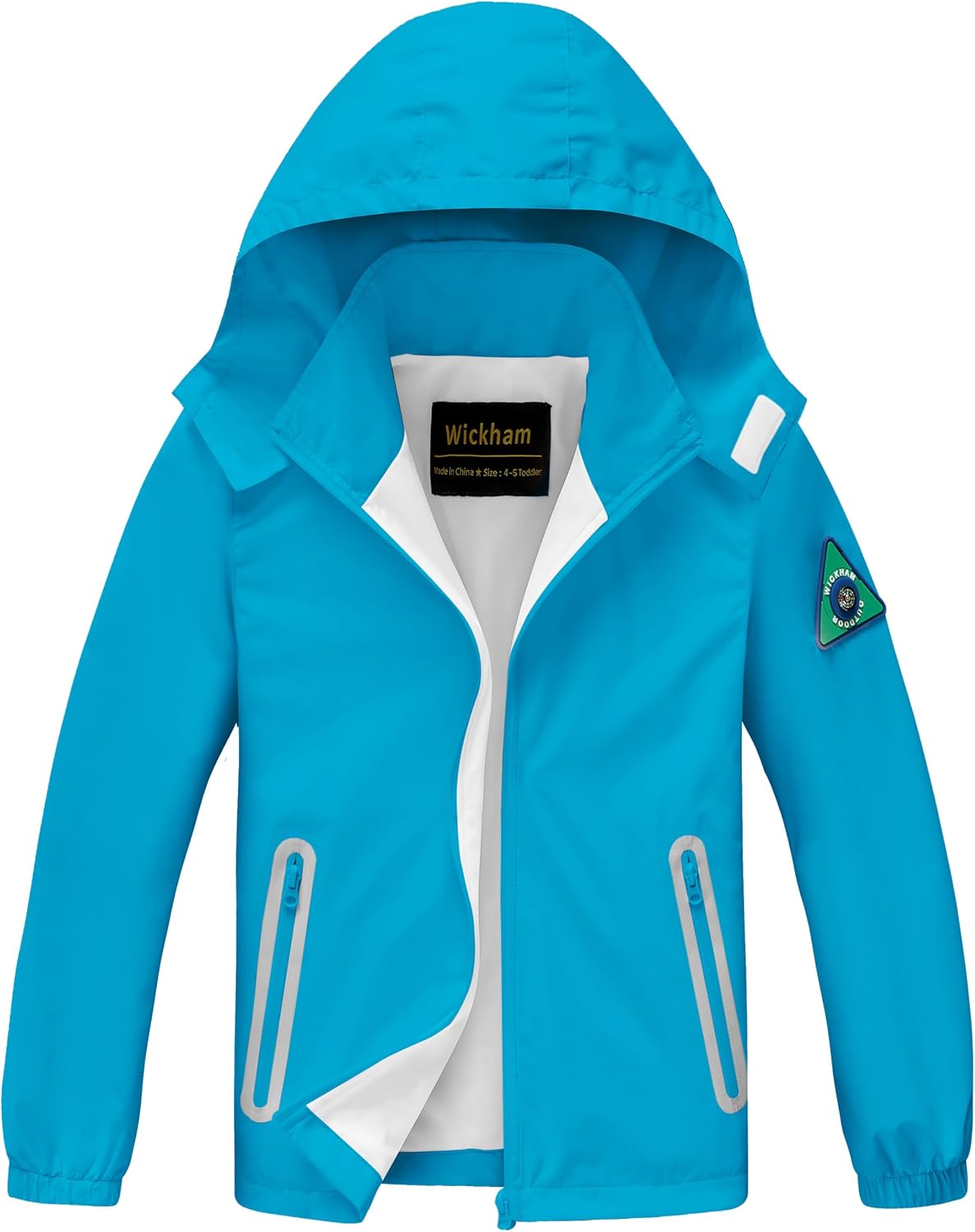 WICKHAM Boys Girls Waterproof Rain Jacket Lightweight Hooded Coat | Breathable Mesh Lining, Easy to Fold Design, Comfortable for School and Outdoor Activities