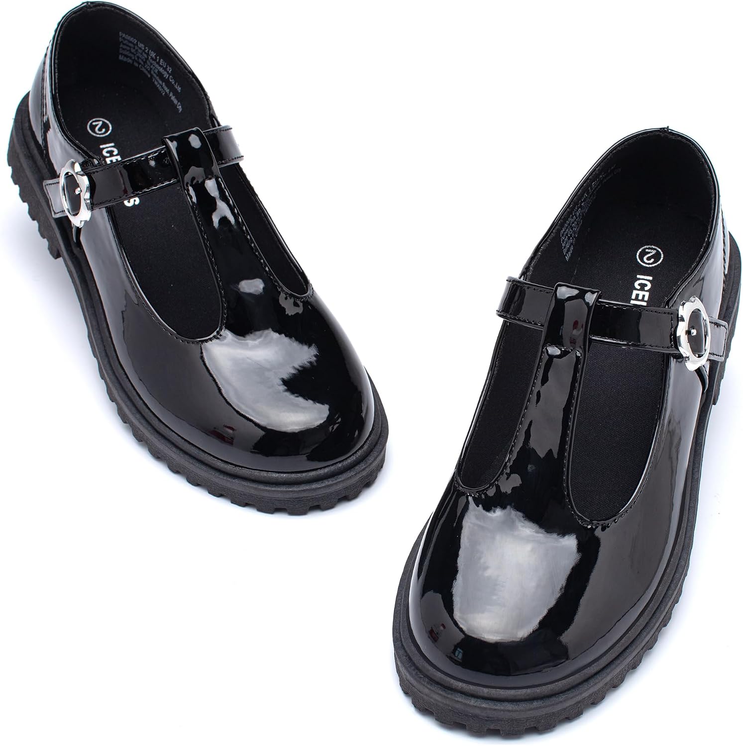 ICEBIRDS Girls School Uniform Shoes Mary Jane Flats,Low Heel Princess Hook and Loop Dress Shoes for School Party Wedding(Toddler/Little/Big Kid)