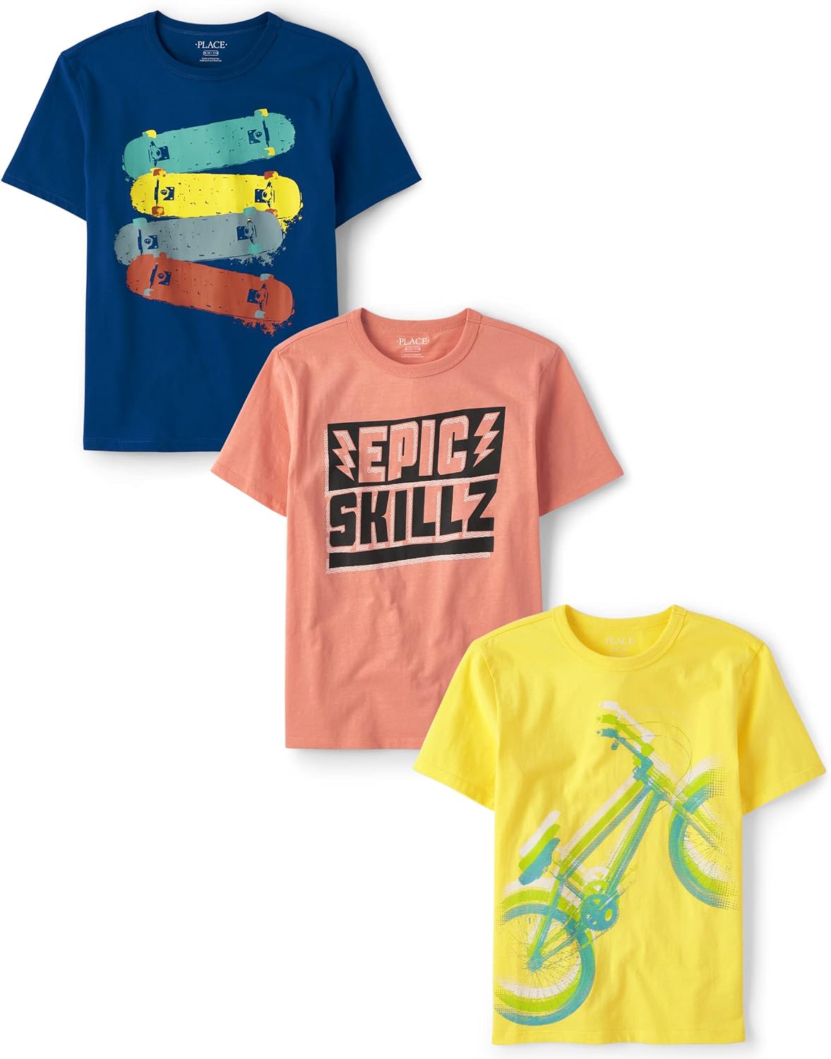 The Children’s Place Boys’ Sports Short Sleeve Graphic T-Shirts, Multipacks