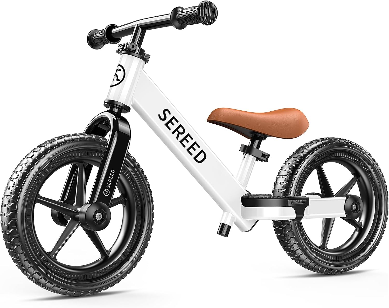 SEREED Toddler Balance Bike 2 Year Old Adjustable Bike Toy for 2-5 Boy Girl | No Pedal Toddler Bike, Kids Training Bike with Customize Plate & 3pcs Stickers, Birthday Gift for 2-3 Boys Girls (White)