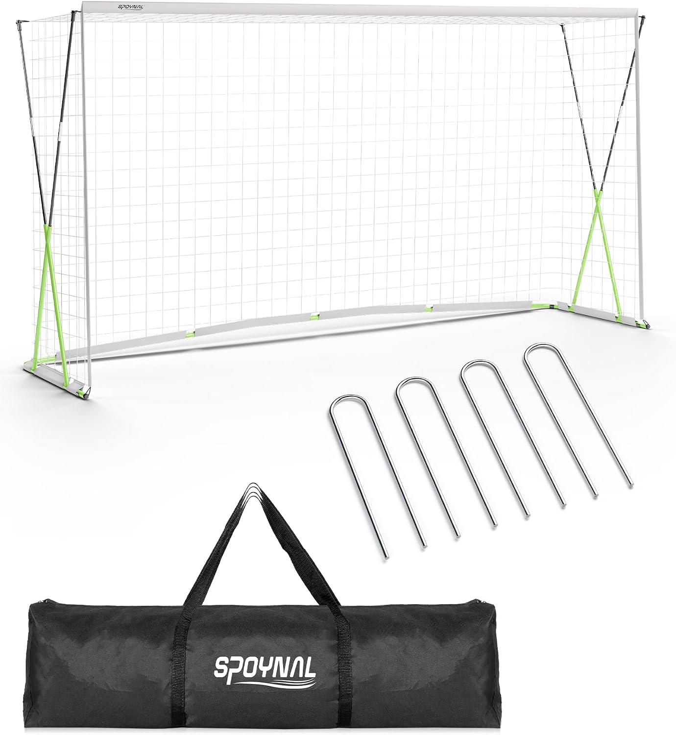 12 x 6 FT Soccer Goal, Full-Size Portable Net for Backyard | Heavy-duty X-frame soccer training goal with carry bag for backyard practice; all-weather design for teens and adults