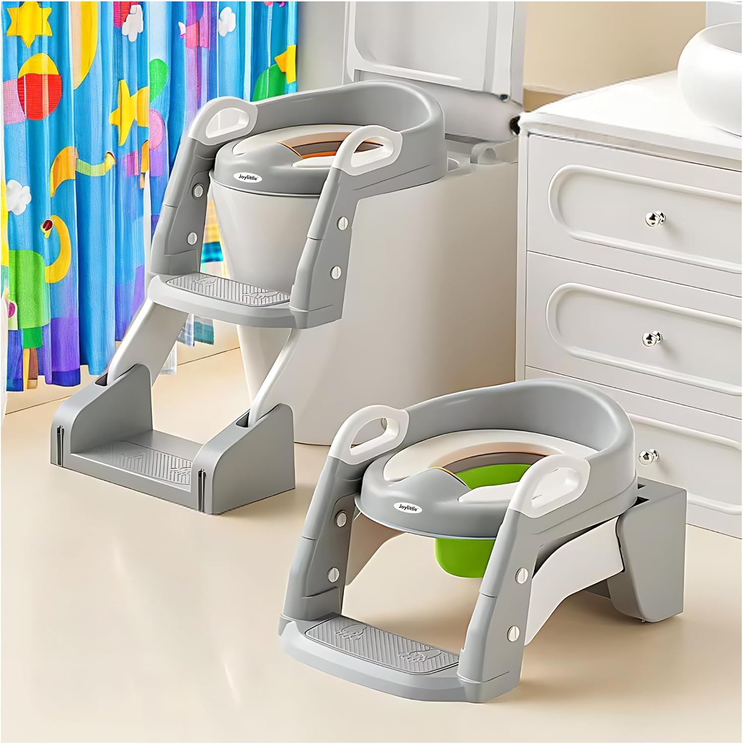 Potty Training Toilet-Soft PU Seat, 3 in 1 Multifunctional Design Featuring as Potty, Toilet Seat and Potty with Anti Slip Safe Ladder-Suitable for Girls and Boys