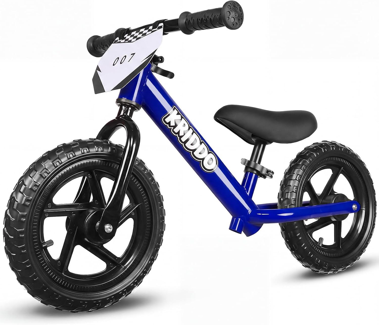 KRIDDO Toddler Balance Bike 2 Year Old, Gift for 2-3 Boys Girls, Adjustable | 2 Year Old Boy Birthday Gift, Easy to Assemble, Personalized Plate with 3 Sticker Sets, Blue