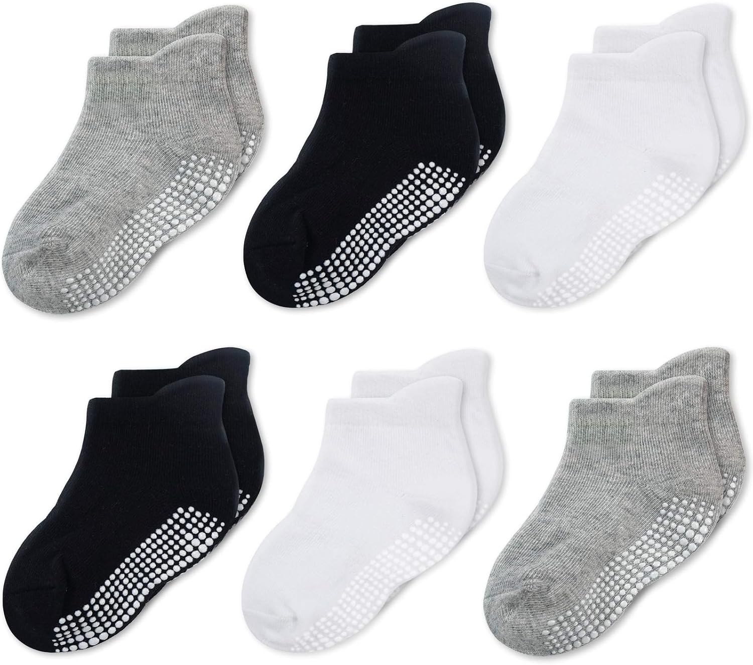 CozyWay Baby & Toddler Socks with Grippers Non Slip Ankle Grip Socks For Boys and Girls – Comfy Soft Cotton – 6 Pack
