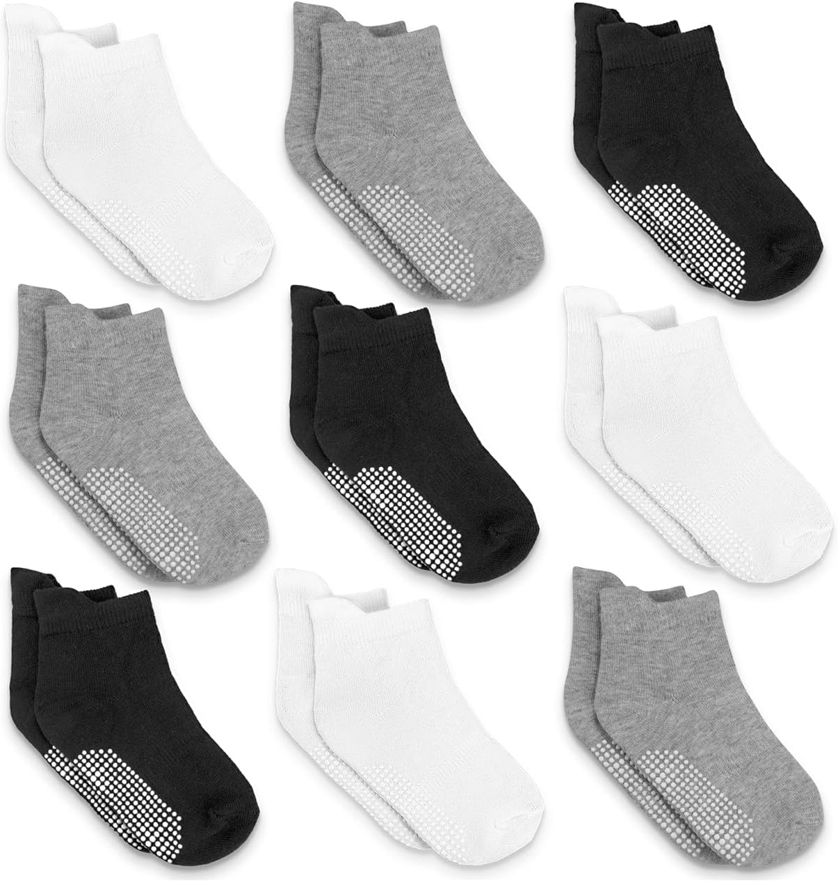 Infinno Baby Non Slip Ankle Socks 9 Pairs – Toddler Socks with Grips for Kids, Infants Boys and Girls 6-24 Months, 1T-7T