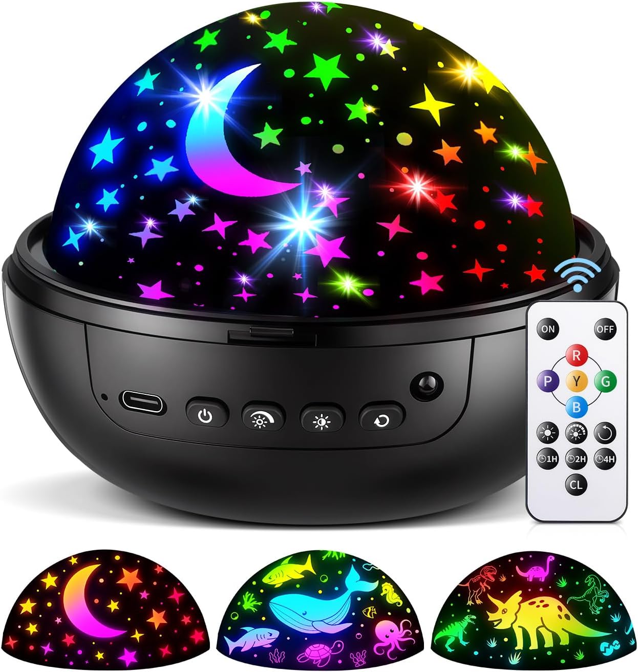 Night Light for Kids, 93 Lighting+3 Films Star Projector, Gift for 3-5 | with Remote Control, Dimmable, 1/2/4hrs Timer, Silent Rotation, Stay All Night, for Boys or Girls 2-4, Birthday, for Bedroom