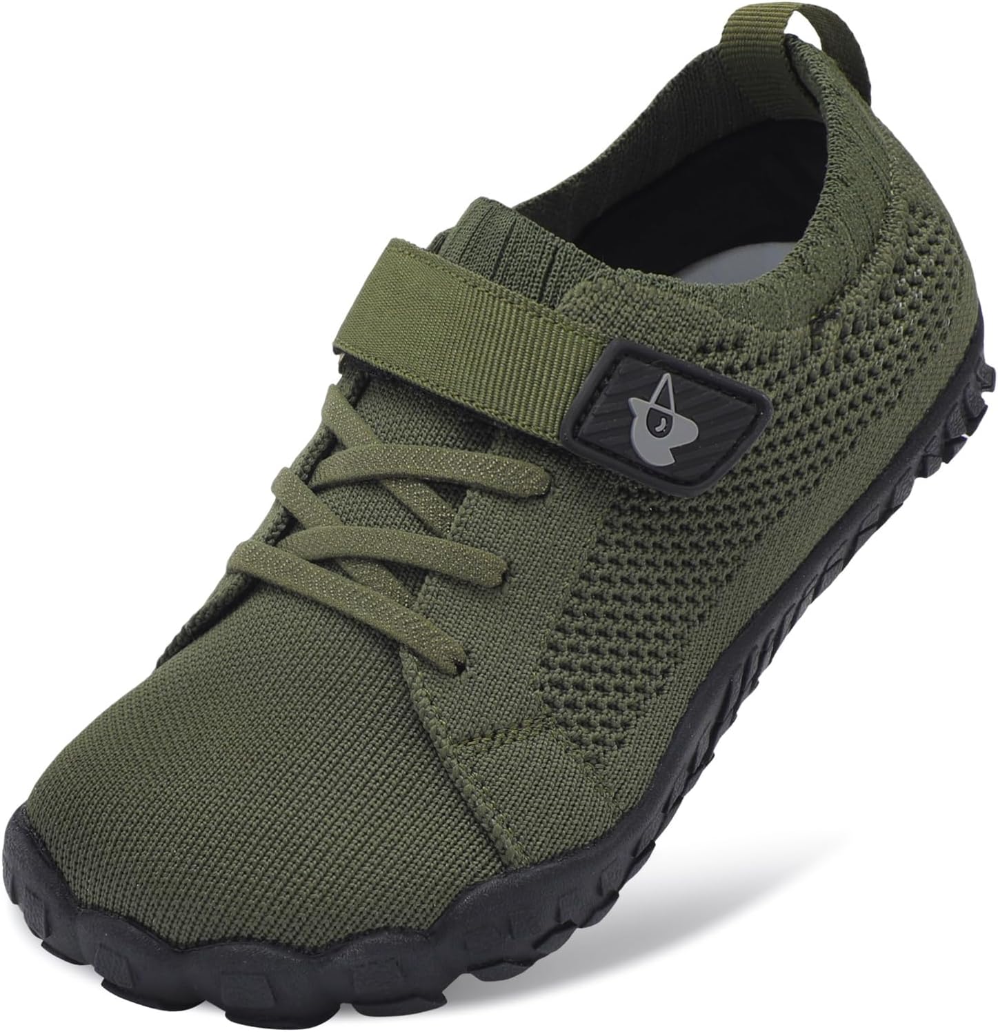 LeIsfIt Kids Barefoot Shoes Boys Girls Wide Toe Box Zero Drop Sneakers | Breathable Knit Upper, Hook and Loop Closure, Anti-Slip Outsole, Reinforced Toe, Minimalist, Hiking, Climbing, Outdoor