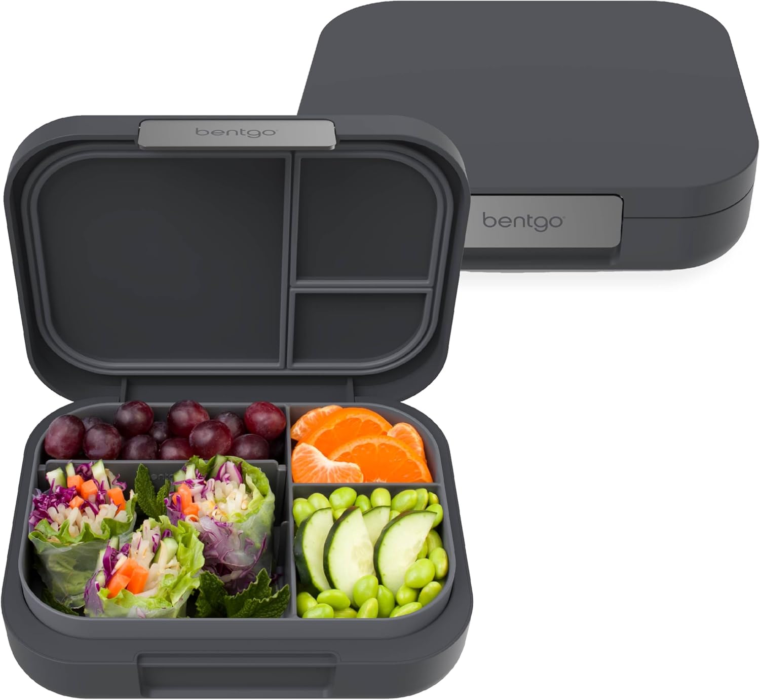 Bentgo Modern Adult Bento Lunch Box with 3-4 Compartments | Leak-Resistant, 5.5-Cup Capacity, Adjustable Divider, Microwave & Dishwasher-Safe Tray (Dark Gray)
