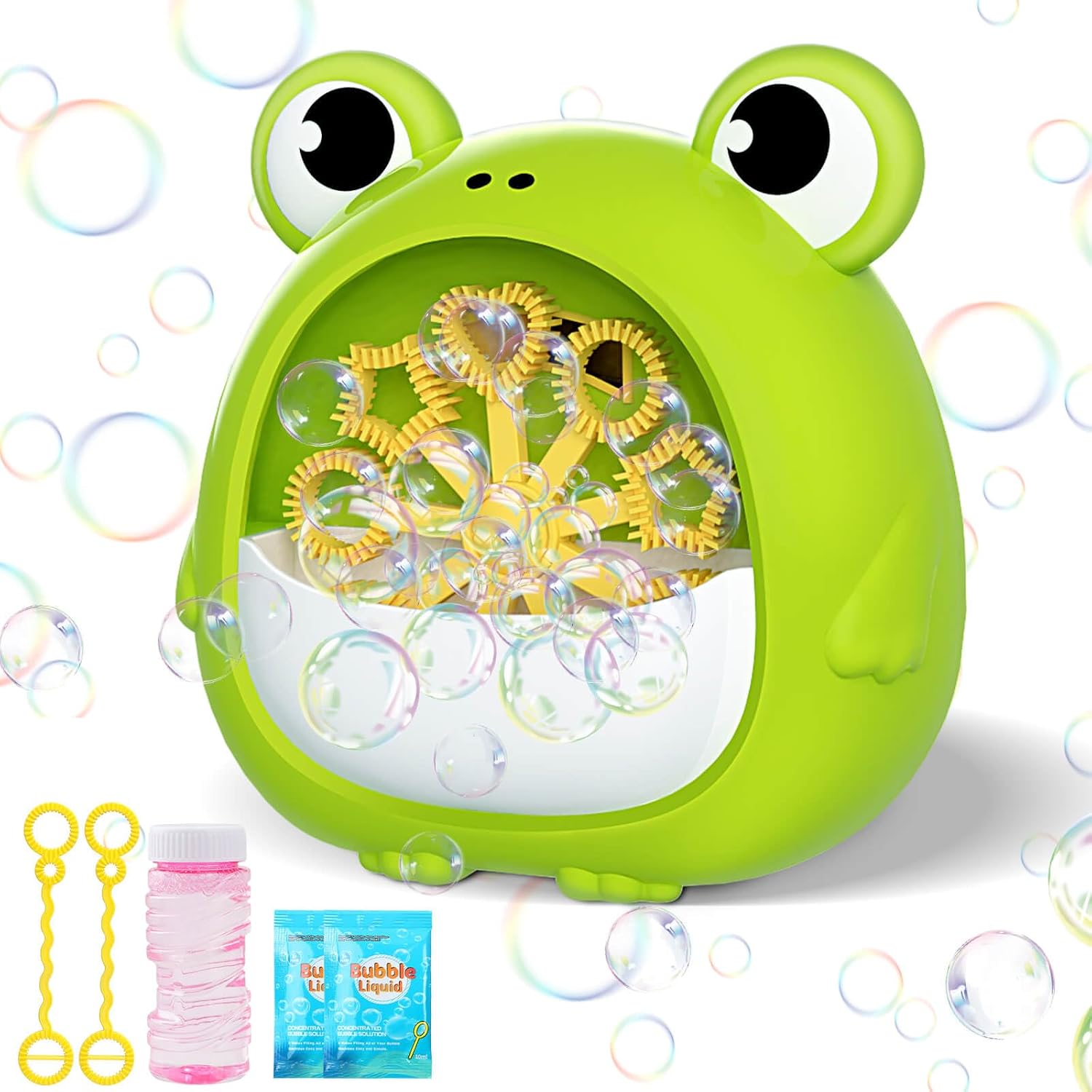 Frog Bubble Machine Toys for Kids 3-8, Outdoor Party Birthday Gift | Bubble Blower Maker with 2 Solutions, Gift for 3 4 5 6 7 8 Year Old Girls Boys