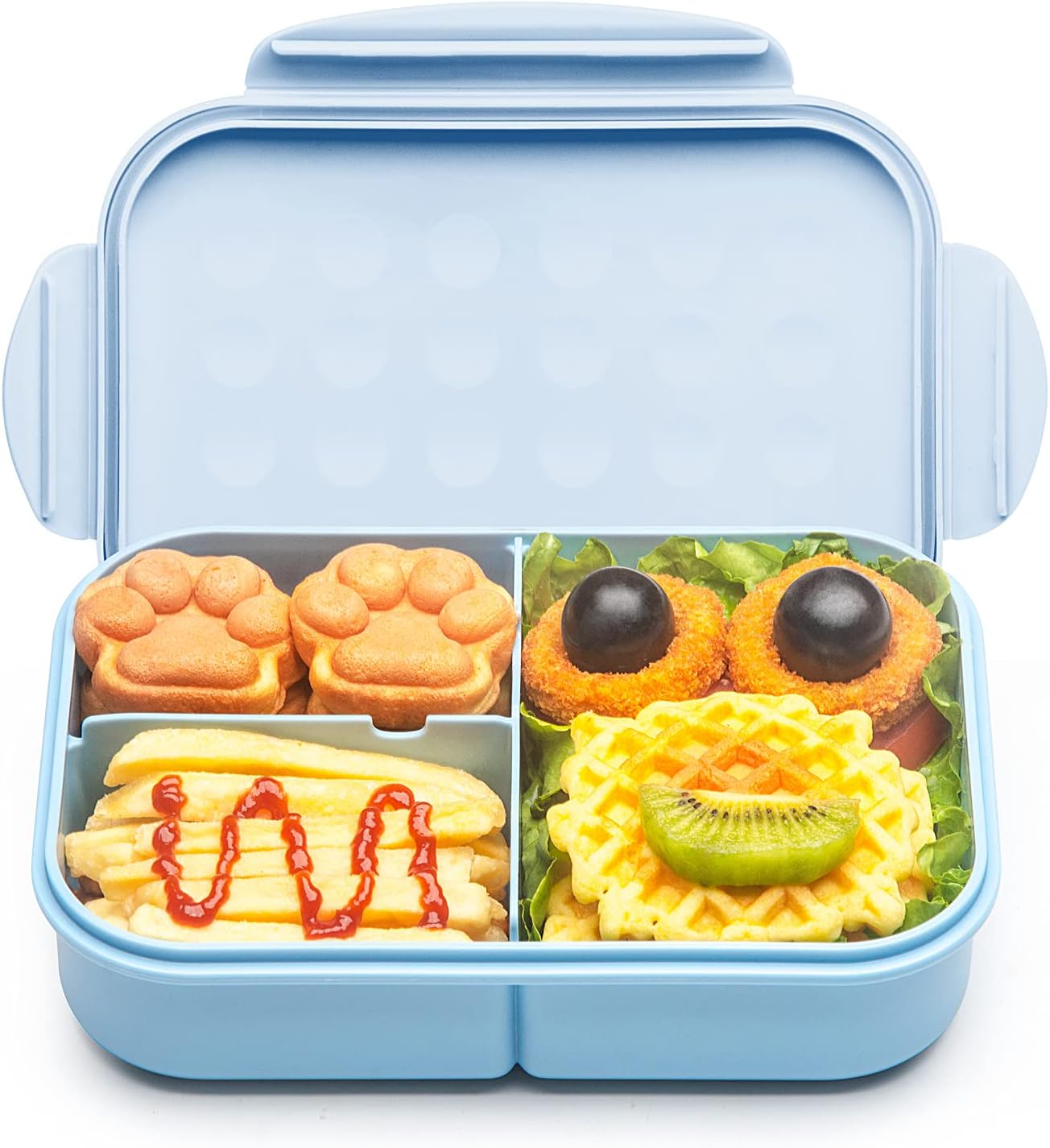 MISS BIG® Kids Bento Lunch Box, 1150ml 3 Compartments, Blue | Blue kids bento lunch box for school, daycare, and snack time