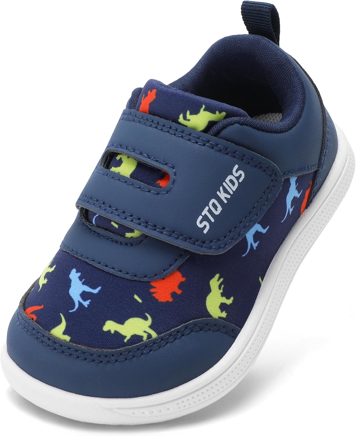 Toddler Wide Toe Box Barefoot Shoes Boys Girls, Baby First Walking Sneakers | Flexible Zero Drop Non-Slip Sole for Healthy Arch Development, Hook-and-Loop design, Great for Wide & Chubby Feet
